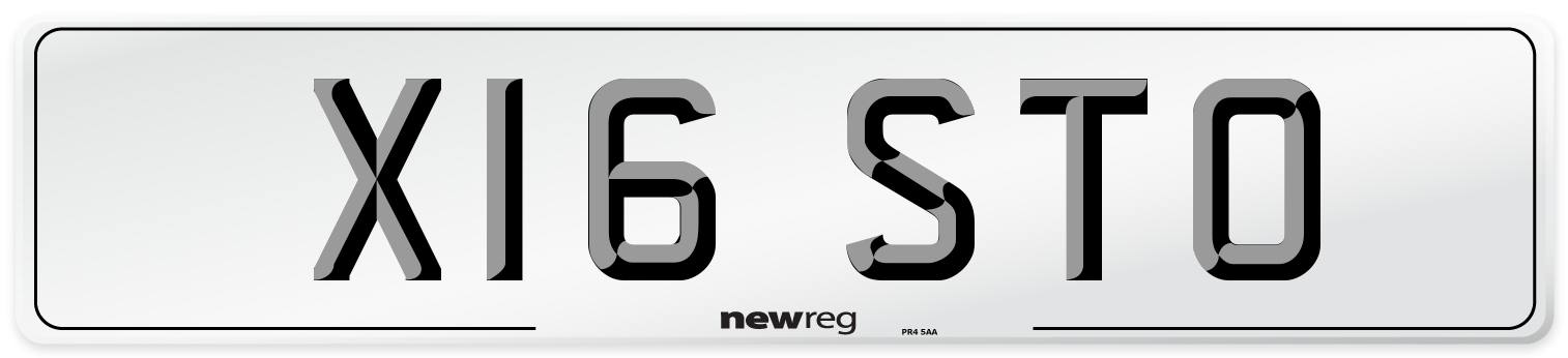 X16 STO Number Plate from New Reg